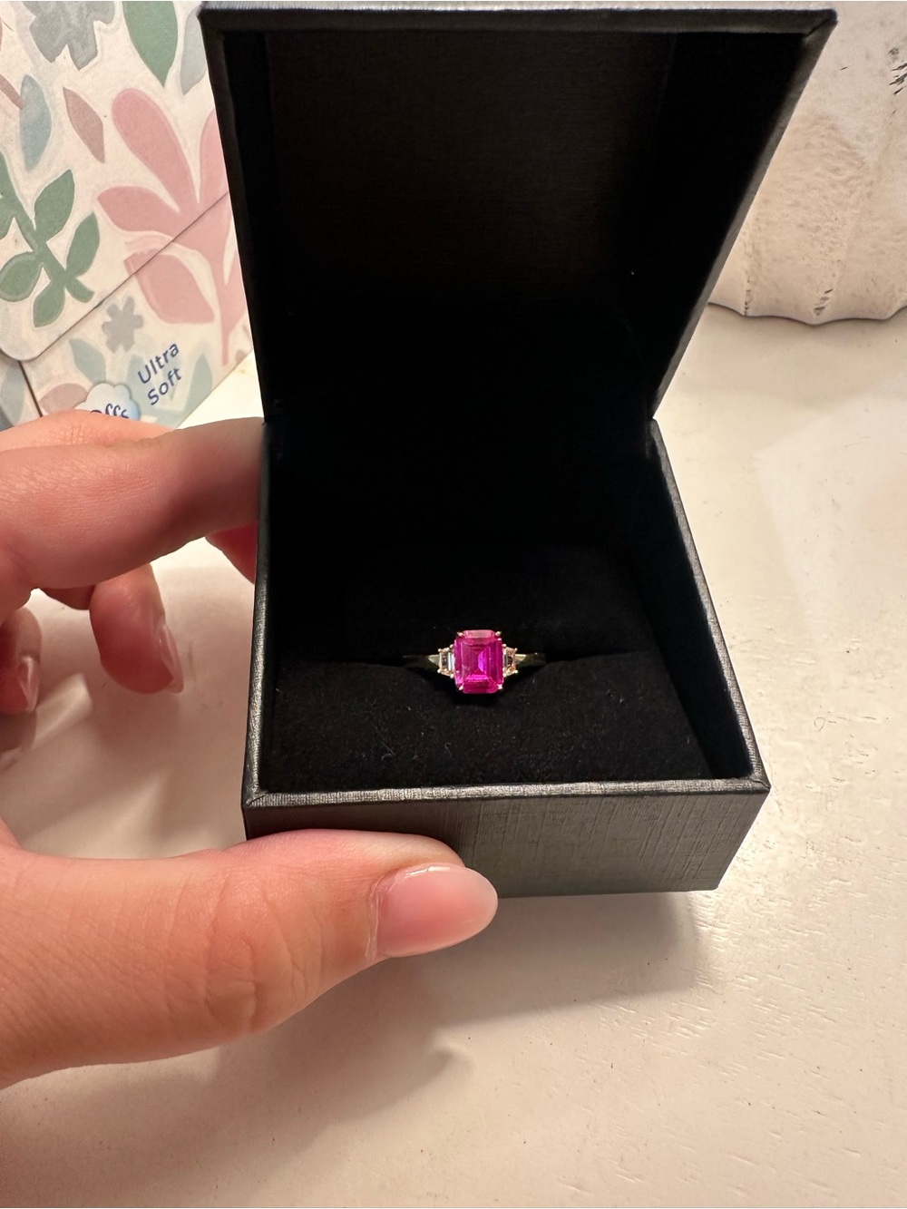 Kay Jewelers gold ring with pink stone